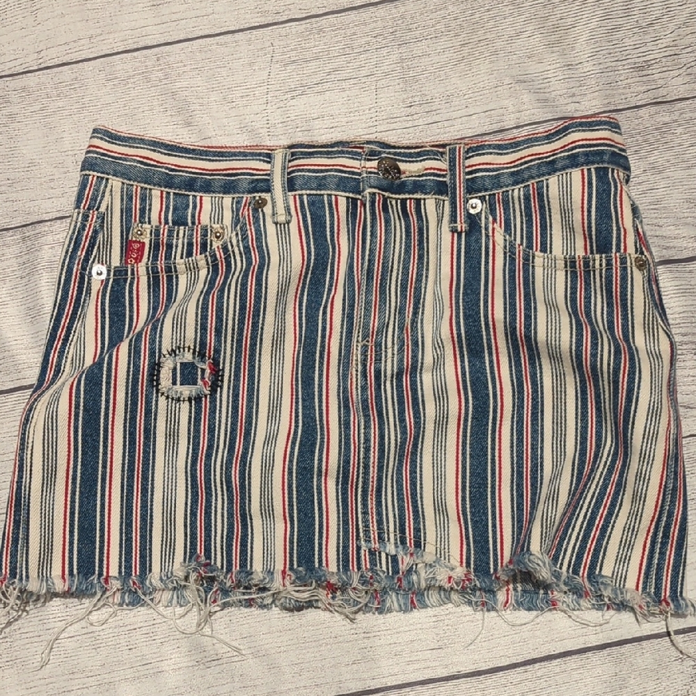 Mudd Striped Mini Skirt in Blue, White & Red
